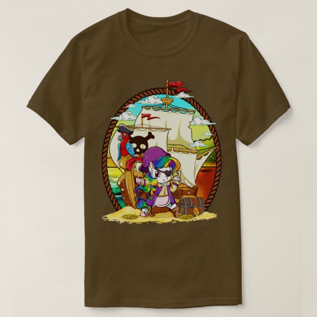 Camiseta Fiesta pirata de unicornio barco mágico (Diseño del anverso)