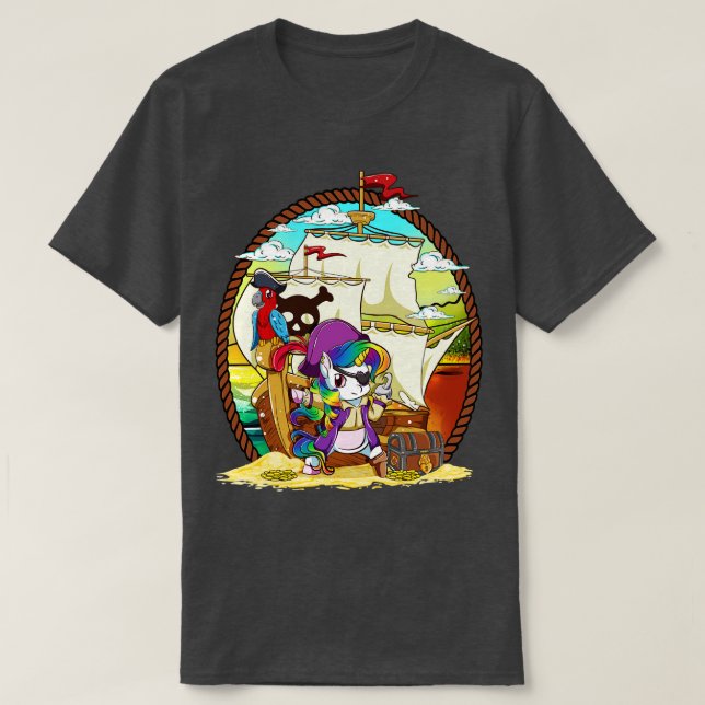 Camiseta Fiesta pirata de unicornio barco mágico (Diseño del anverso)