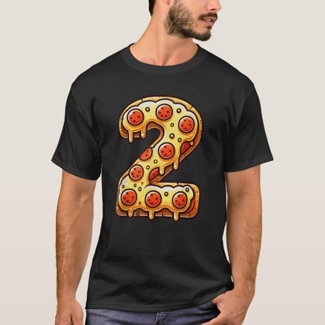 Camiseta Fiesta Pizza Bday de 2 años de edad Boys Gir (Anverso)