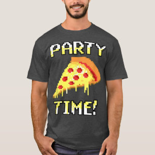 Camiseta Fiesta Pizza Gráfica De Moda Pixelada Tiempo! 5634
