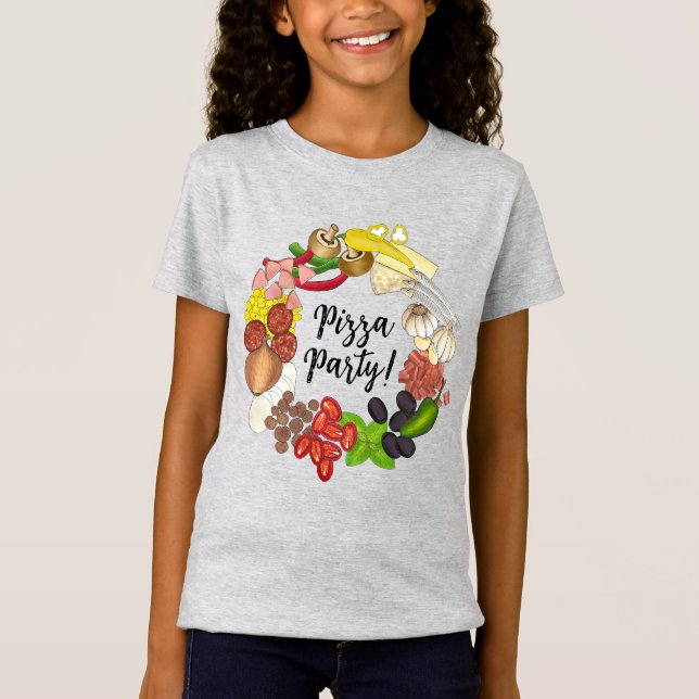 Camiseta Fiesta Pizza Toppings Pie de comida italiana Pizze (Anverso)