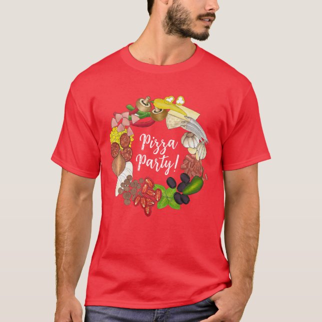 Camiseta Fiesta Pizza Toppings Pie de comida italiana Pizze (Anverso)
