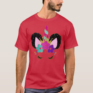 Camiseta Fiesta Princesa de Cumpleaños Afro Puffs Unicorn F