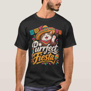 Camiseta Fiesta Purrfecta – Gato Adorable con Sombrero