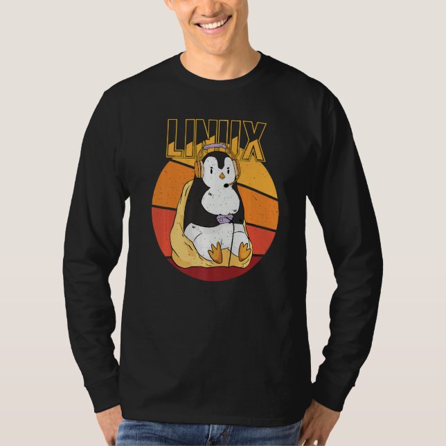 Camiseta Fiesta raíz de Pingüino Gamer Linux Nerd Programad (Anverso)