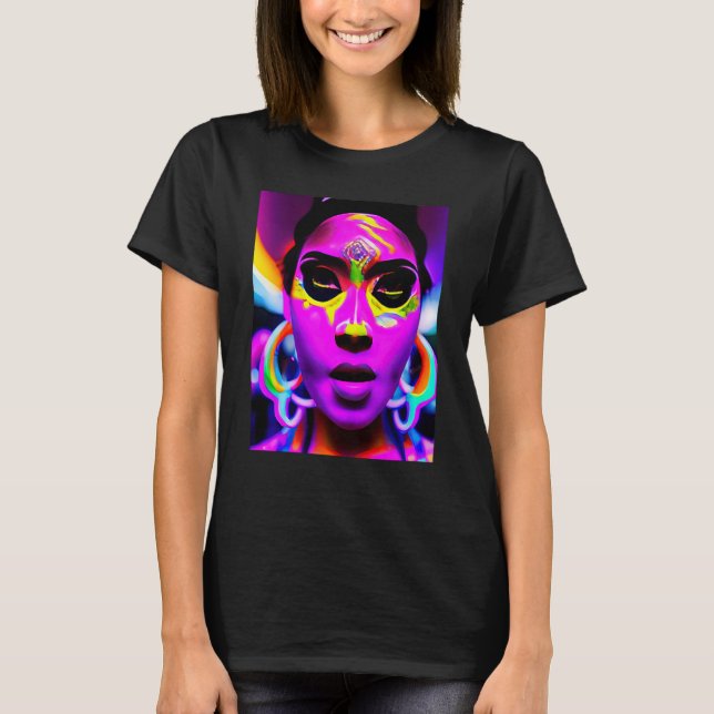 Camiseta Fiesta Rave Psychedelic EDM Trance Club DJ Neon 4 (Anverso)