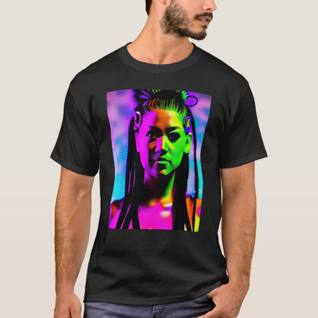 Camiseta Fiesta Rave Psychedelic EDM Trance Club DJ Neon 5 (Anverso)