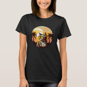 Camiseta Fiesta Retro Cat Vintage Sunset 80s 90s Gafas de s