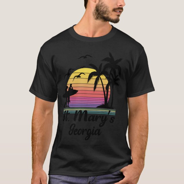 Camiseta Fiesta Retro De La Costa De Georgia De Santa María (Anverso)