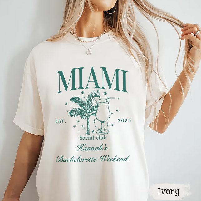 Camiseta Fiesta Retro Moderna de Bachelorette de Miami Rosa (Subido por el creador)