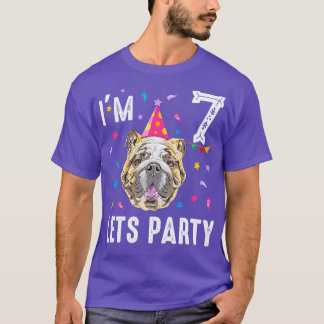 Camiseta Fiesta Séptimo Cumpleaños Con Bulldog Inglés