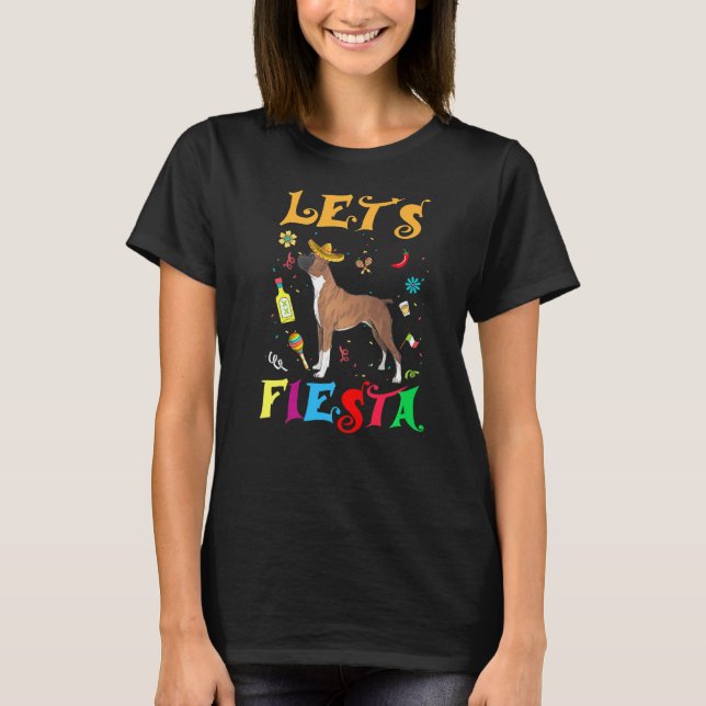 Camiseta Fiesta Sombrero Perro Boxer México Cinco De M (Anverso)
