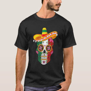 Camiseta Fiesta Sugar Skull Rosa Calavera Bandera Mexicana 