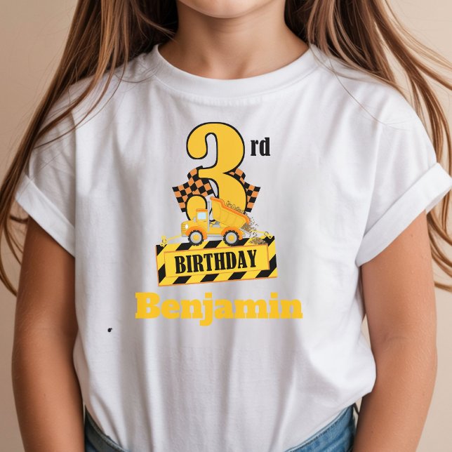 Camiseta Fiesta tema construcción Dump Truck 3 cumpleaños  (Subido por el creador)