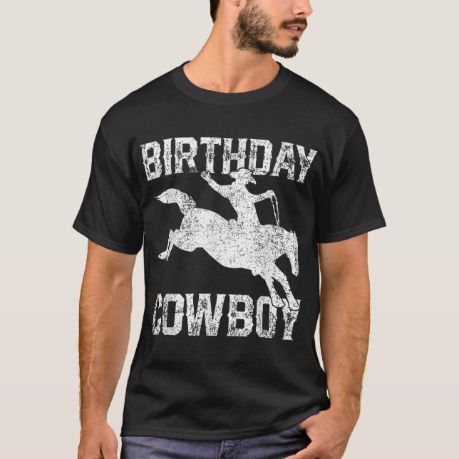 Camiseta Fiesta temática de Cowboy Rodeo de cumpleaños (Anverso)