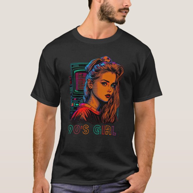 Camiseta Fiesta temática de moda de los años 90 Chica 1990 (Anverso)
