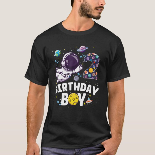 Camiseta Fiesta temática espacial astronauta de 2 años cump (Anverso)