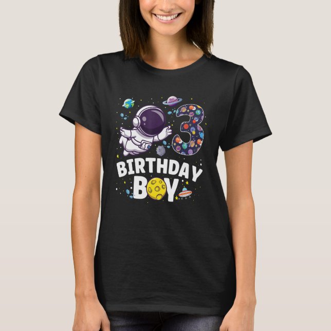 Camiseta Fiesta temática espacial astronauta de 3 años cump (Anverso)