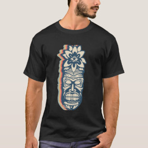 Camiseta Fiesta Tiki Máscara Hawaiana Hawái Arte Retro en L