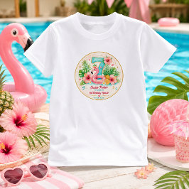 Camiseta Fiesta Tropical de Cumpleaños 7 con Flamencos en l