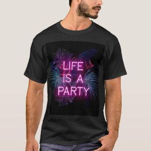 Camiseta Fiesta tropical, hojas de palma de neón.