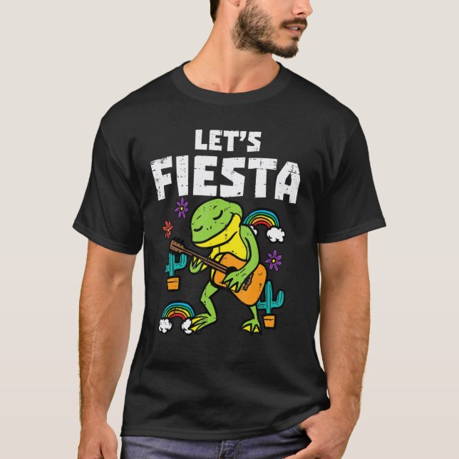 Camiseta Fiesta, un animal de guitarra de ranas Cinco De Ma (Anverso)