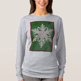 Camiseta Fiesta verde de invierno festiva de copo de nieve 