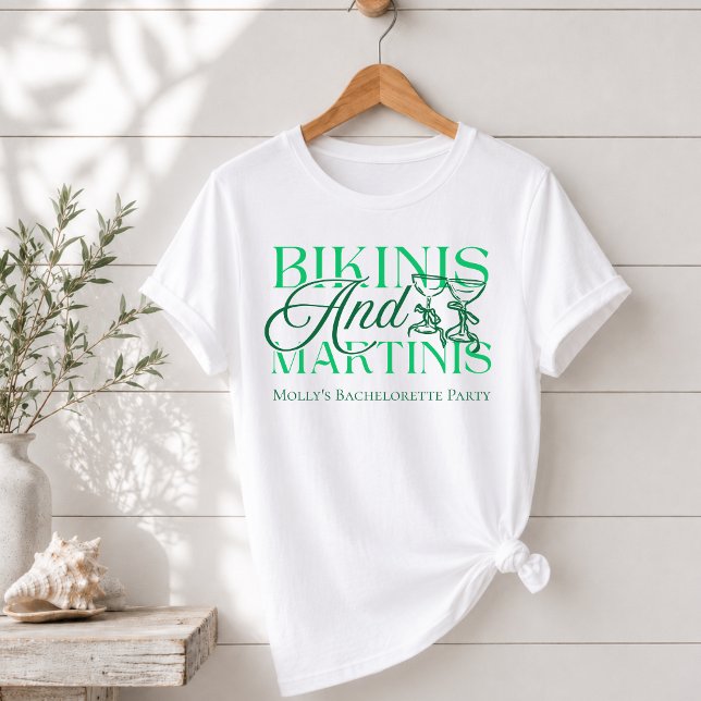 Camiseta Fiestas de Despedida de Soltera Personalizadas 'Bi (Bikinis and Martinis Custom Bachelorette Party T-Shirt)