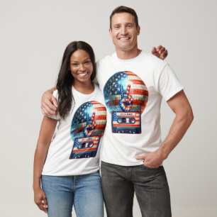 Camiseta Fiestas de música retro geniales del patriota de j