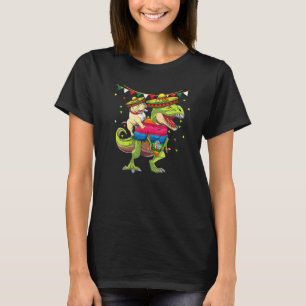 Camiseta Fiestas de Pitbull Riding Dinosaur T Rex Sombrero 