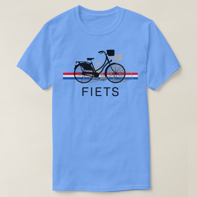 Camiseta Fiets Bicycle in Dutch in front of Dutch flag (Diseño del anverso)