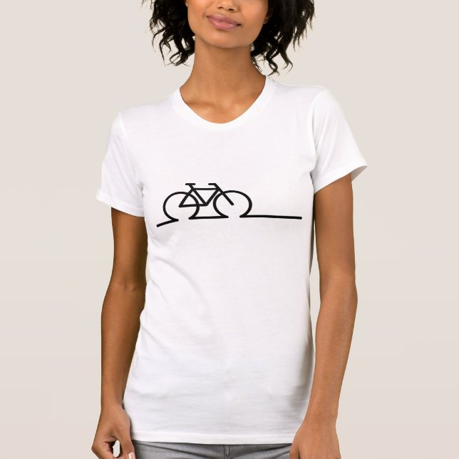 Camiseta Fiets lijn tekening. E-bike race- en MTB fietsen. (Anverso)