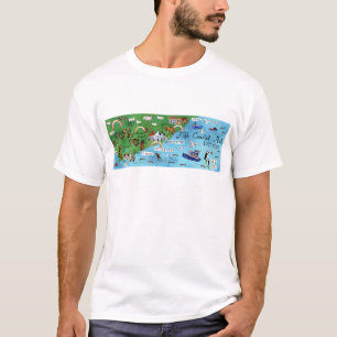 Camiseta Fife Ruta costera Escocia Watercolor Map Art