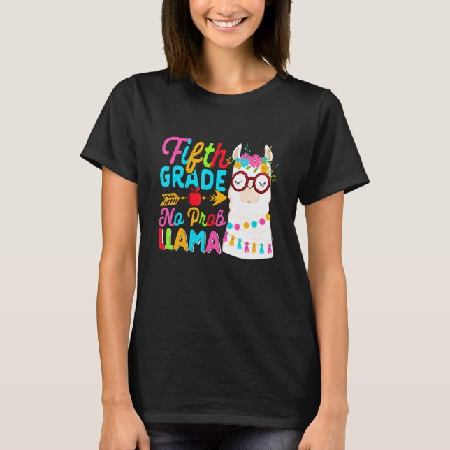 Camiseta Fifth Grade No Prob Llama Back To School First Day (Anverso)