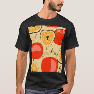 Camiseta Fig, manzana, estilo retro sin costuras.