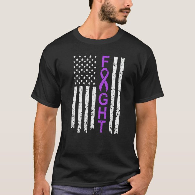 Camiseta Fight American USA Flag Fibromyalgia Awareness Sur (Anverso)