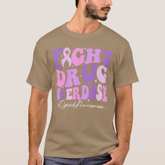 Camiseta Fight Drug Overdose Purple Ribbon Opioid Overdose  (Anverso)