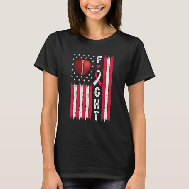 Camiseta Fight Heart Disease Awareness US Flag CHD Warrior  (Anverso)