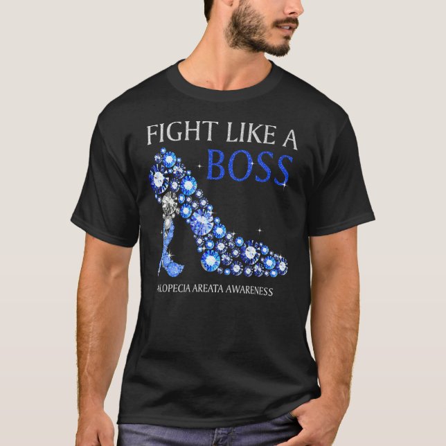Camiseta Fight Like A Boss Alopecia Areata Awareness Blue R (Anverso)