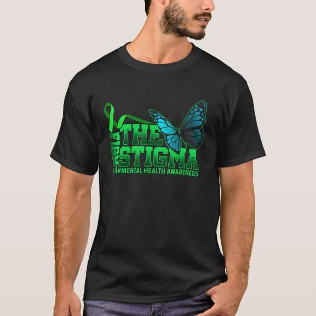 Camiseta Fight The Stigma Mental Health Awareness Butterfly (Anverso)