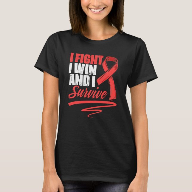 Camiseta Fight Win Stroke Survivor Red Ribbon Stroke Awaren (Anverso)
