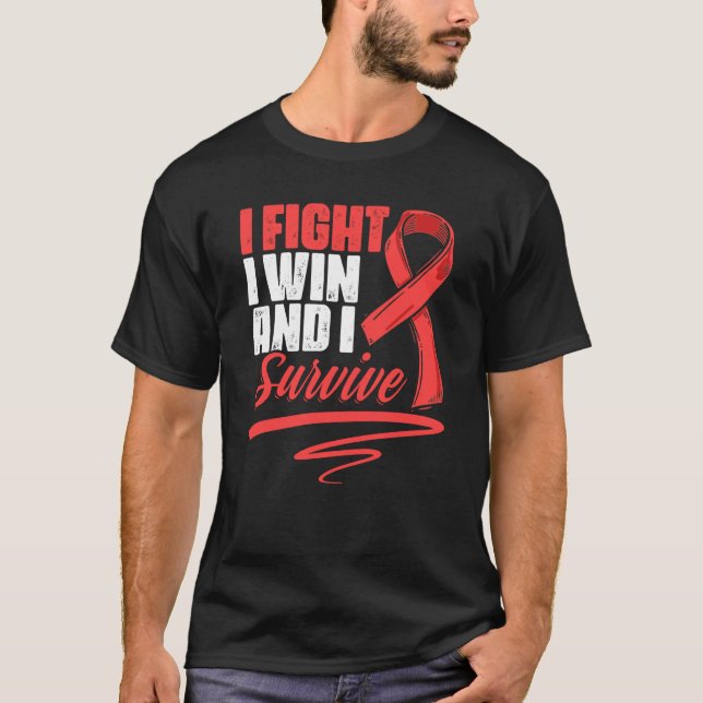 Camiseta Fight Win Stroke Survivor Red Ribbon Stroke Awaren (Anverso)