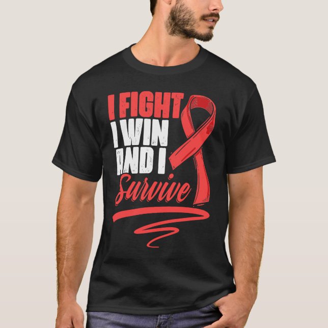 Camiseta Fight Win Stroke Survivor Red Ribbon Stroke Awaren (Anverso)