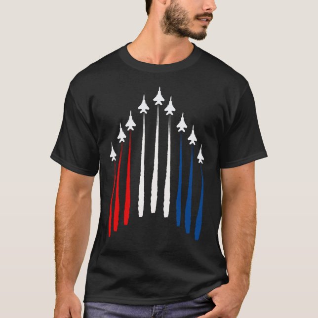 Camiseta Fighter Jet USA Flag Airplane F 18 4th Of July (Anverso)