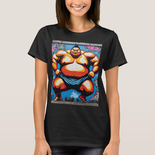Camiseta Fighting Sumo Wrestlers: Japanese-Inspired Art (Anverso)