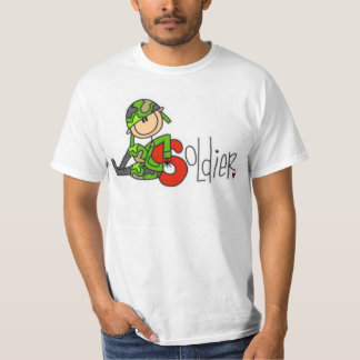 Camiseta Figura de palito de soldado con camuflaje