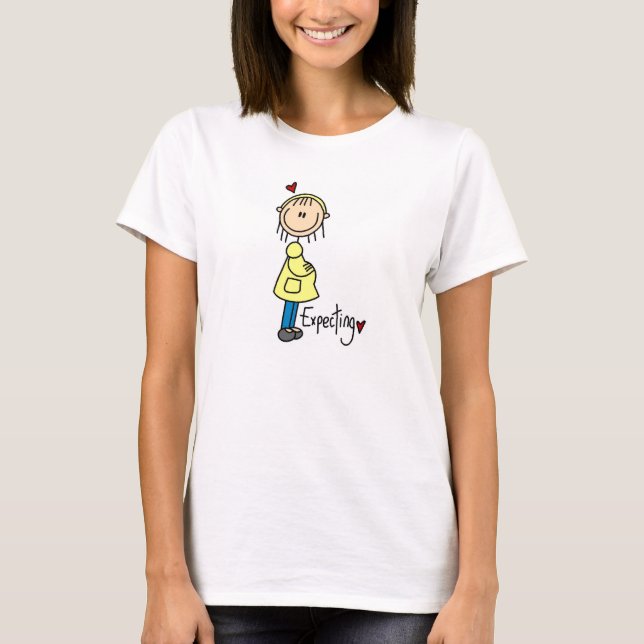 Camiseta Figura de palo Esperando bebé (Anverso)