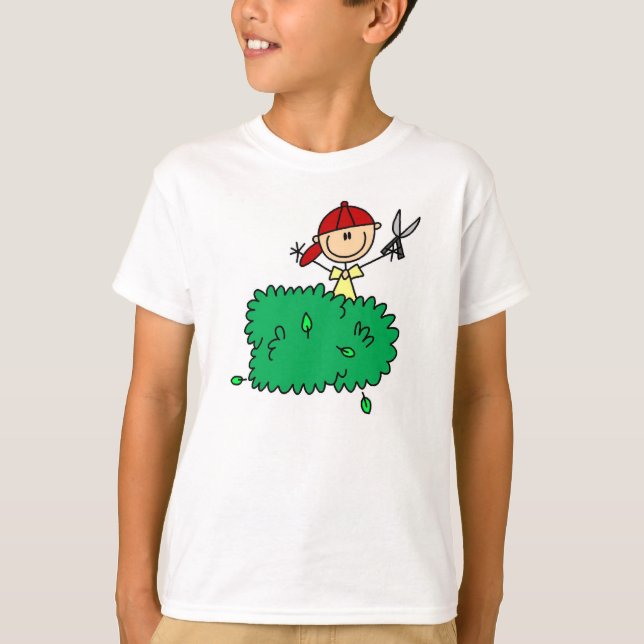 Camiseta Figura de palos recortando arbustos (Anverso)
