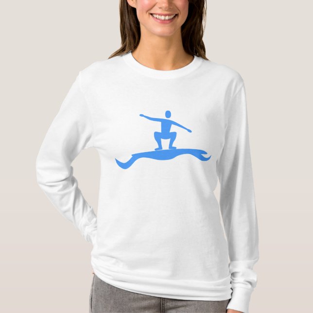 Camiseta Figura de Surfing - Azul bebé (Anverso)