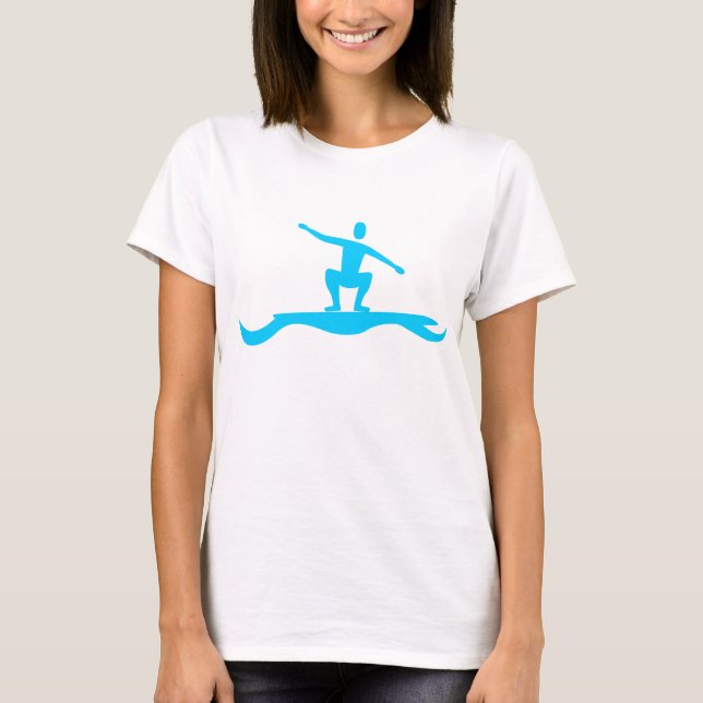 Camiseta Figura de Surfing: Azul cielo (Anverso)